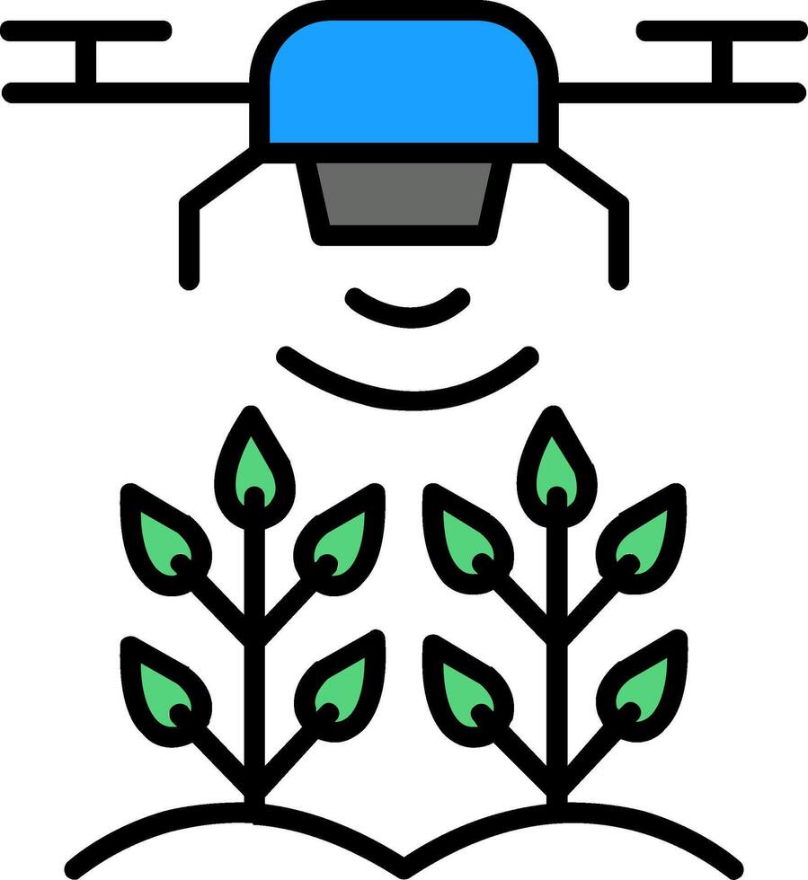 jordbruks drönare linje fylld ikon vektor