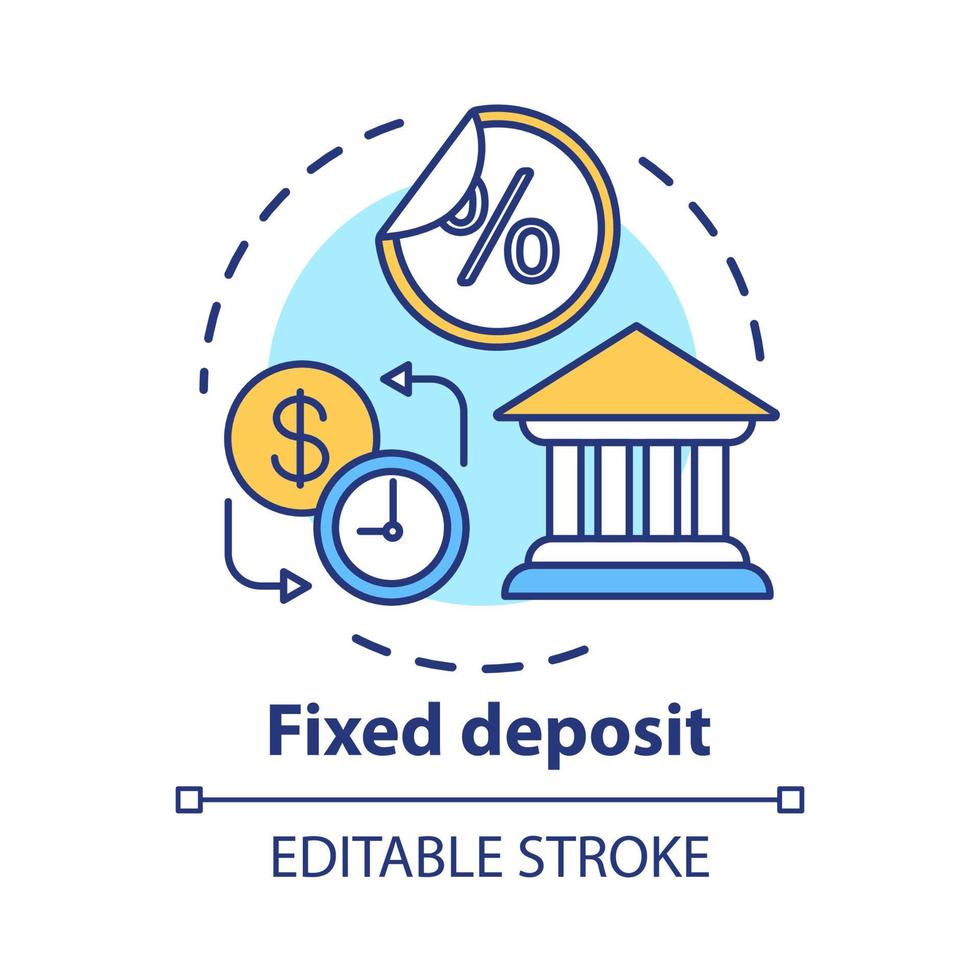 besparingar koncept ikon. fast insättning idé tunn linje illustration. skapa investeringskonto. få större vinster, ränta fram till förfallodatum. vektor isolerade konturritning. redigerbar linje