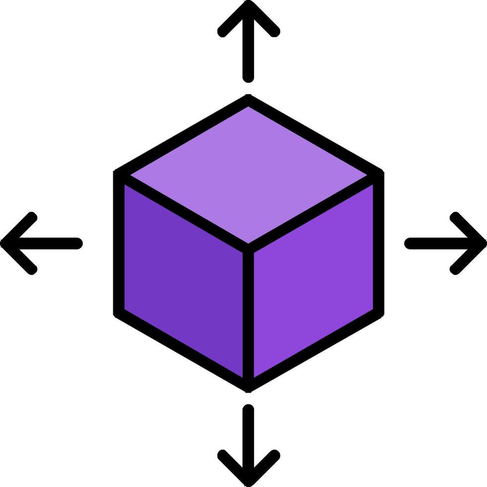 Würfel Linie gefüllt Symbol vektor