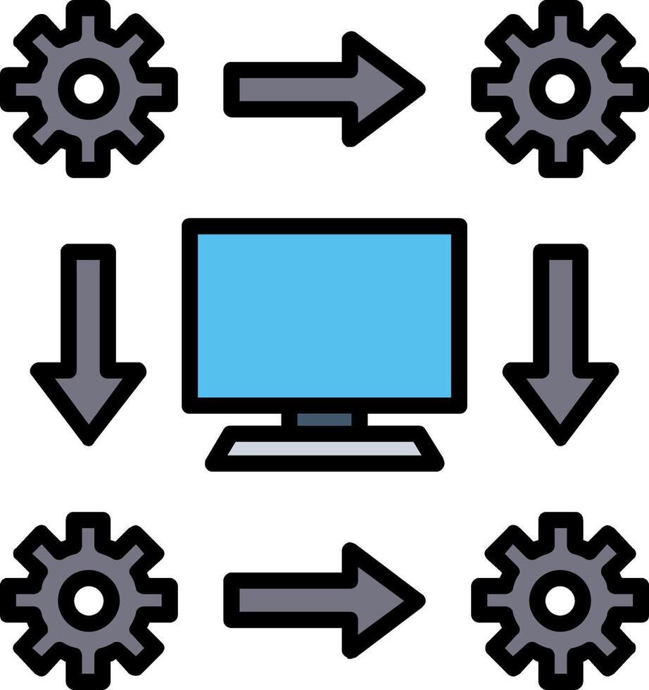 gefülltes Symbol für Workflow-Linie vektor