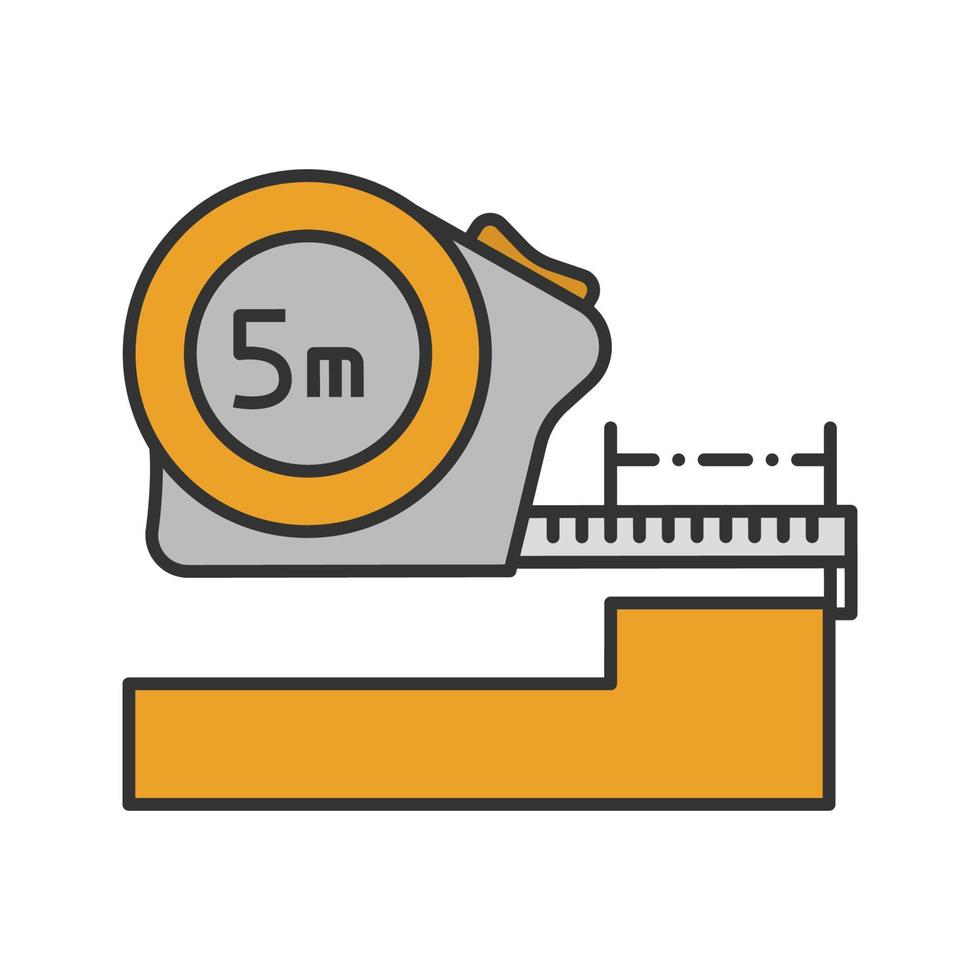 Meter, Roulette-Farbsymbol. Längenmessung. Maßband. isolierte Vektorillustration vektor