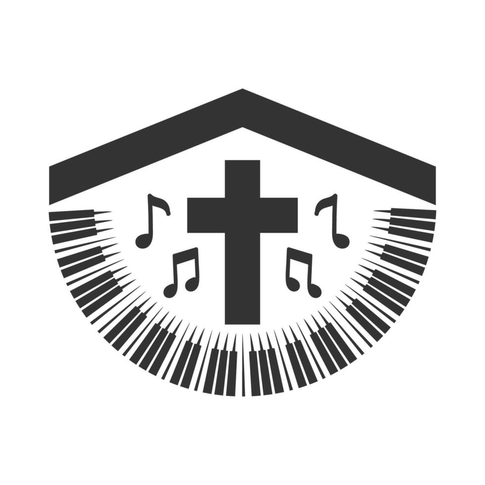 Kirche Haus Dach mit Jesus Christian Kreuz mit Hinweis und Klavier zum Religion Lied Illustration vektor