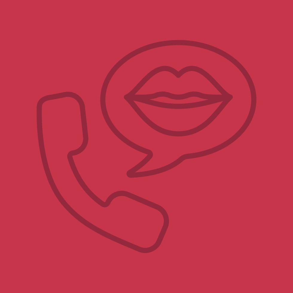 telefon sex färg linjär ikon. handenhet med kvinnans läppar inuti pratbubblan. tunn linje kontur symboler på färgbakgrund. vektor illustration