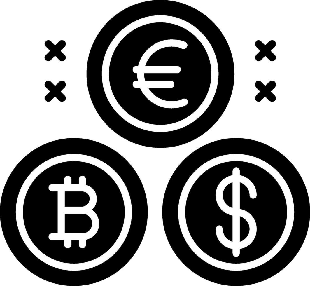 kryptovaluta mynt glyf ikon vektor
