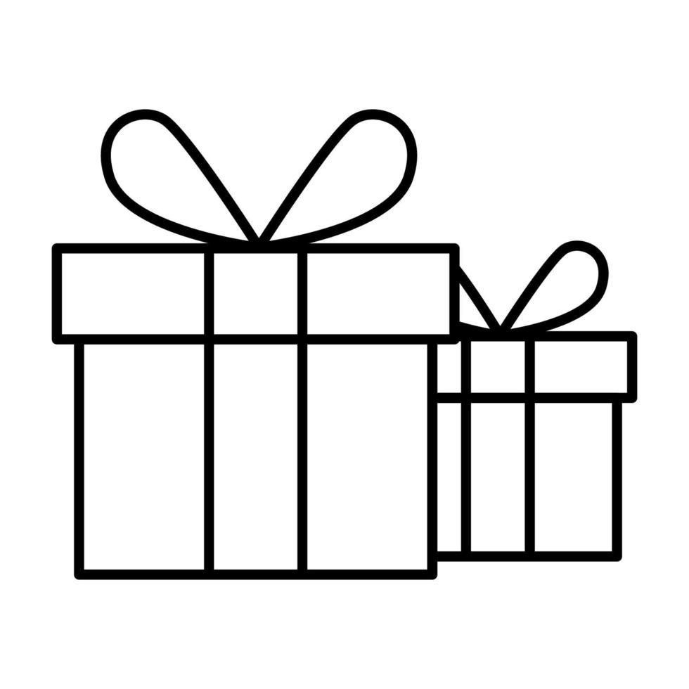 Geschenkbox-Symbol. Geschenkbox mit Multifunktionsleistensymbol, Umrissvektorzeichen. vektor