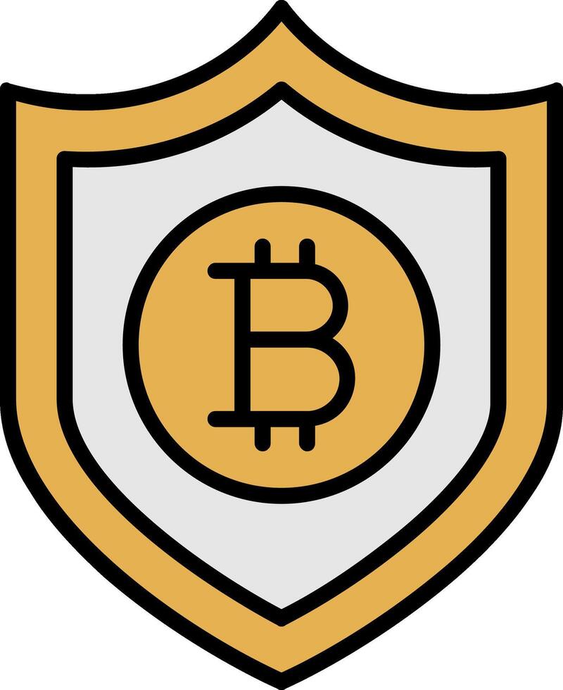 Bitcoin sichern Linie gefüllt Symbol vektor