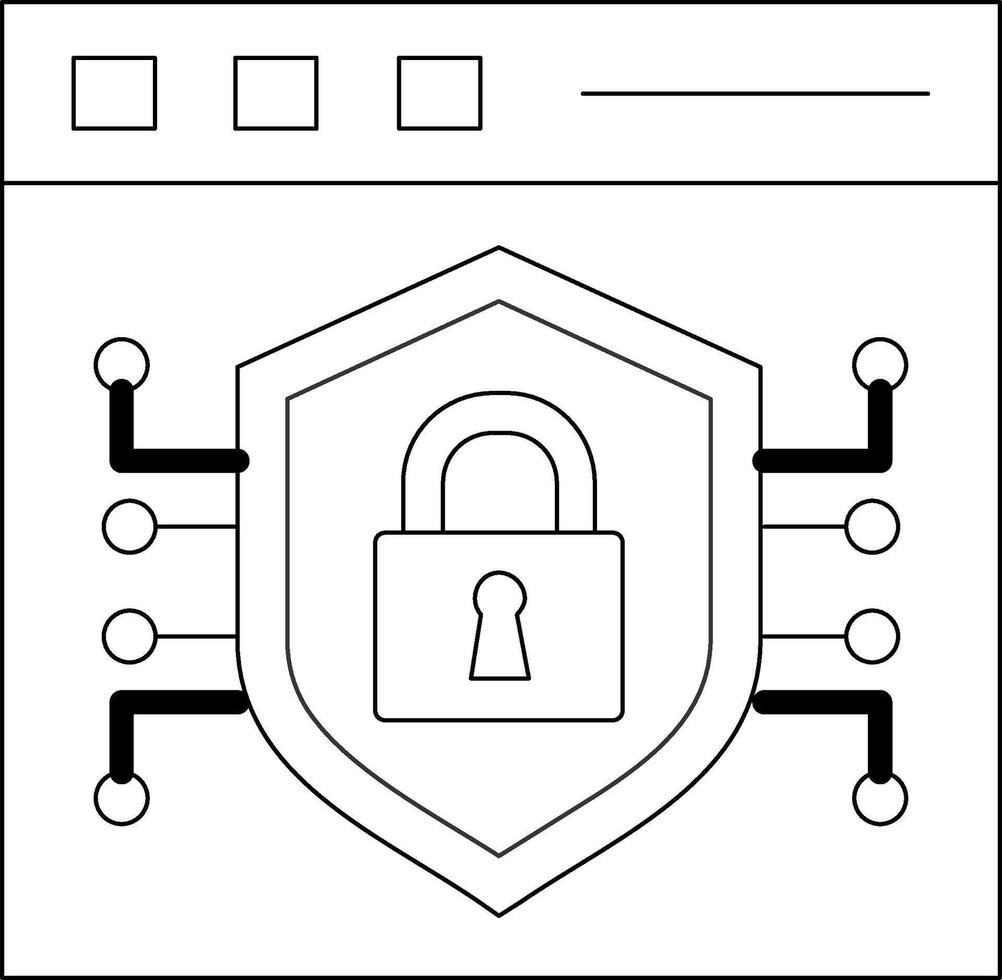 säkra browser linje ikon vektor