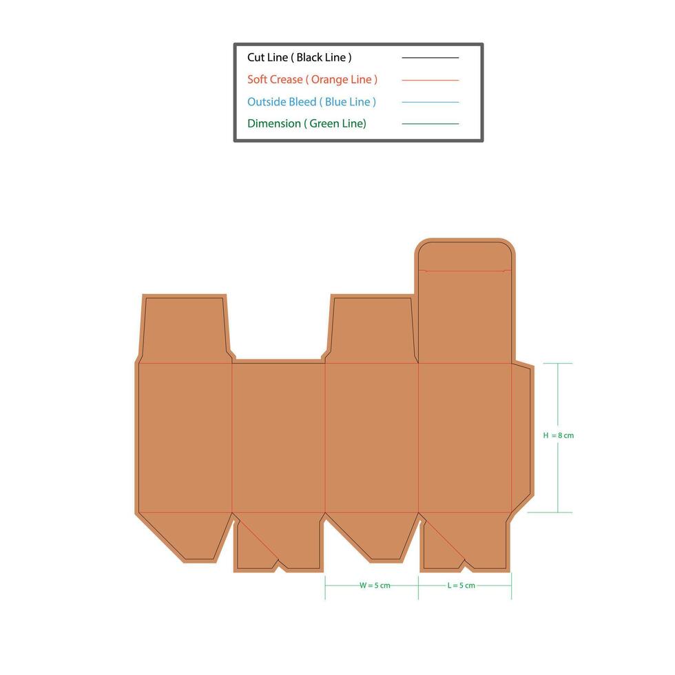 Mini Sirup Box Größe 5x5x8 cm Dieline Vorlage, Design vektor