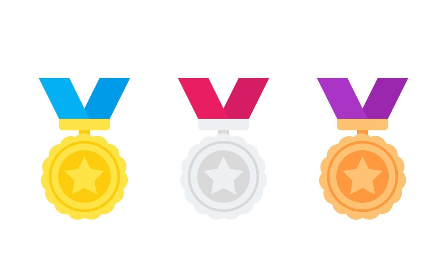 Medaillen, Gold, Silber, Bronze Belohnung, Symbole auf Weiß vektor