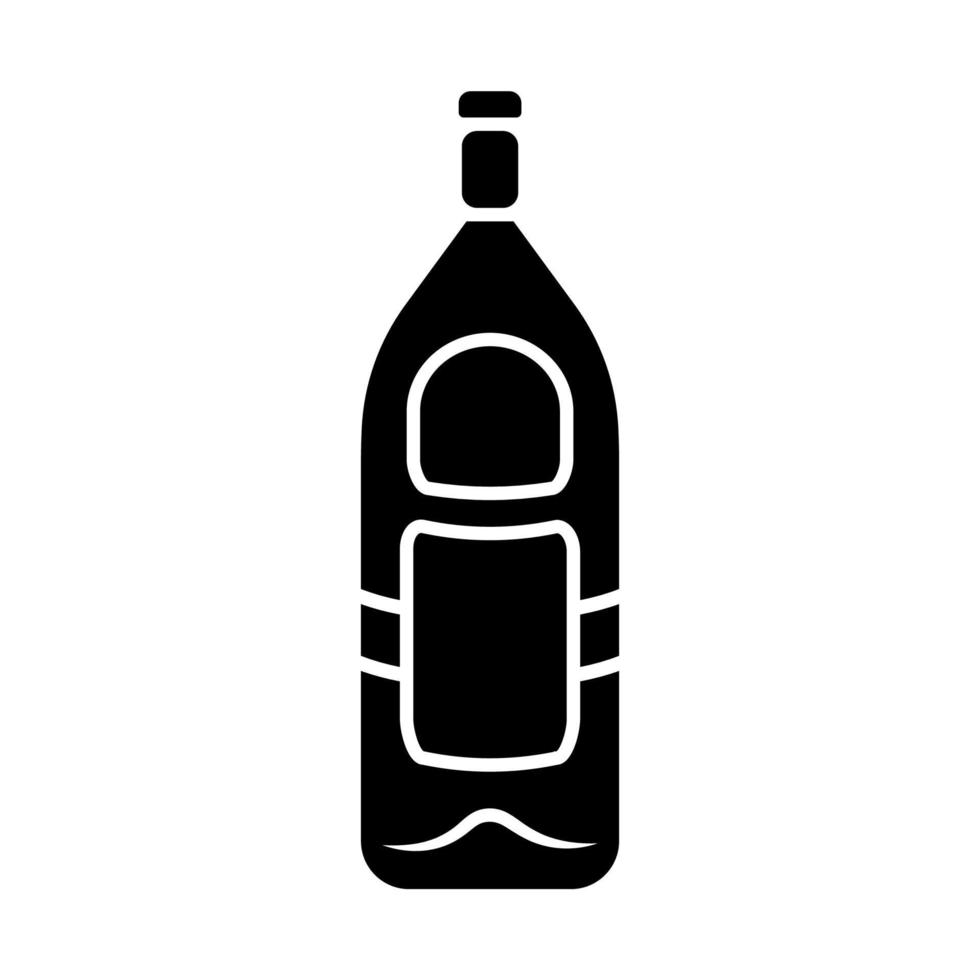 grön glasflaska vin, whisky, rom glyfikon. lokal alkoholhaltig dryck, dryck. färgglas spritflaska. stengods i bar. siluett symbol. negativt utrymme. vektor isolerade illustration