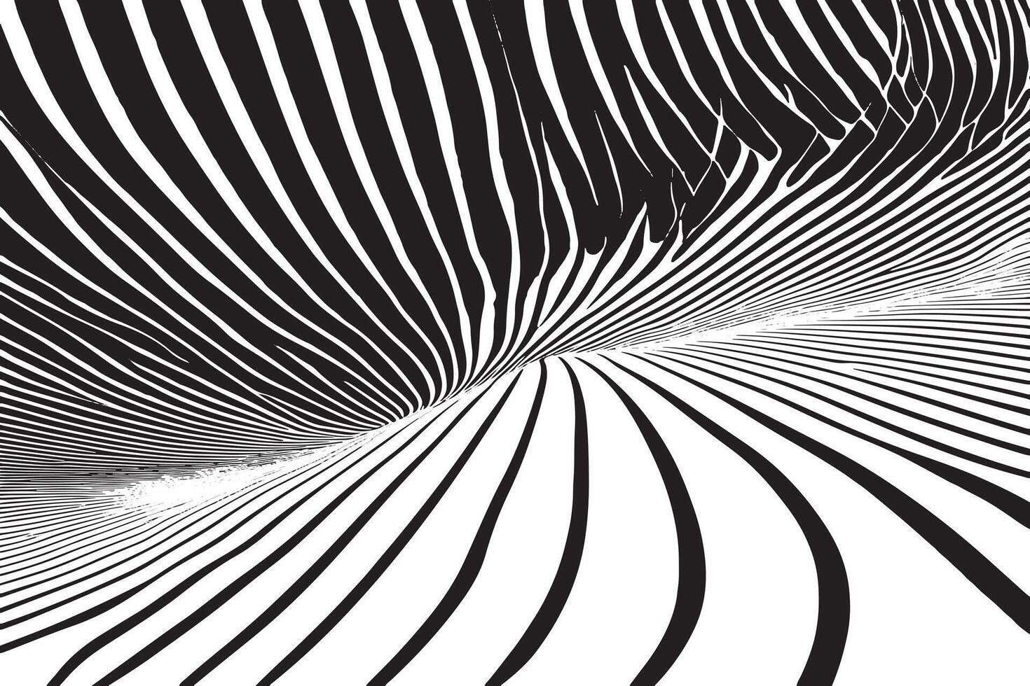 svart och vit optisk illusion vågig randig rader bakgrund textur vektor
