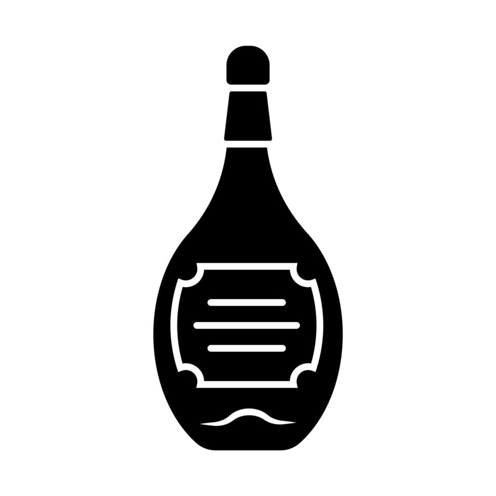 Glasflasche Wein, Whisky, Rum-Glyph-Symbol. lokales alkoholisches Getränk, Getränk. Schnapsflasche aus farbigem Glas. Gläser in Bar, Café. Silhouette-Symbol. negativen Raum. isolierte Vektorgrafik vektor