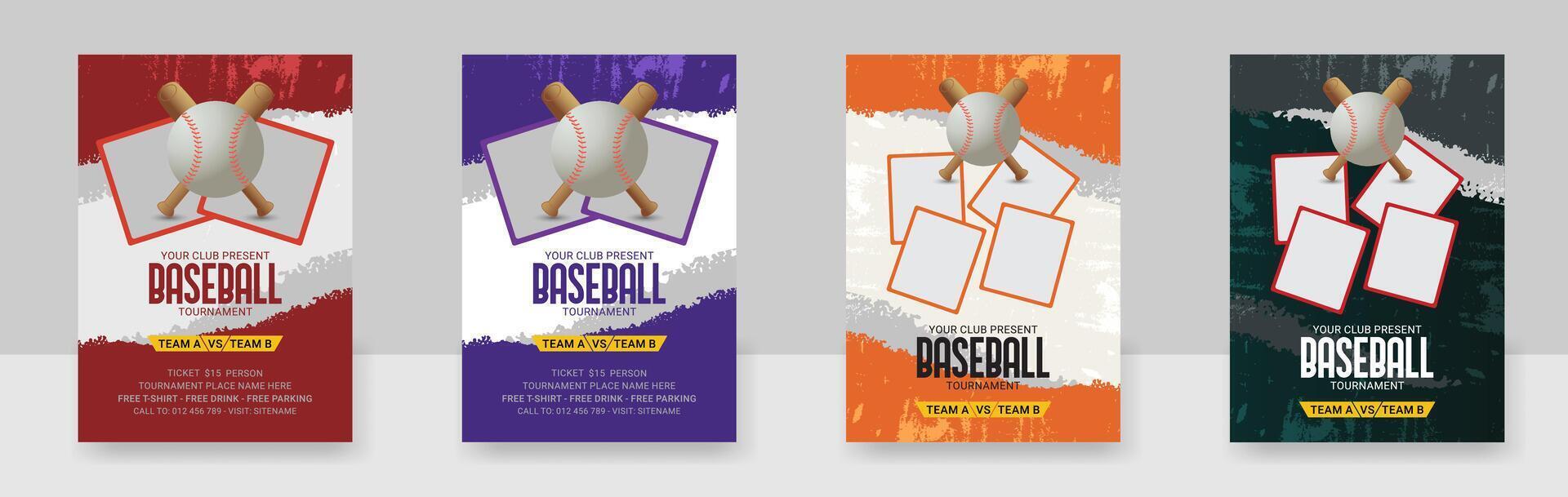 ein einstellen von Baseball Flyer Design Vorlage zum Sport Fall, Turnier oder Meisterschaft vektor