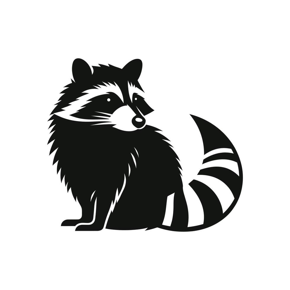 Waschbär Silhouette schwarz und Weiß Symbol Symbol Illustration vektor