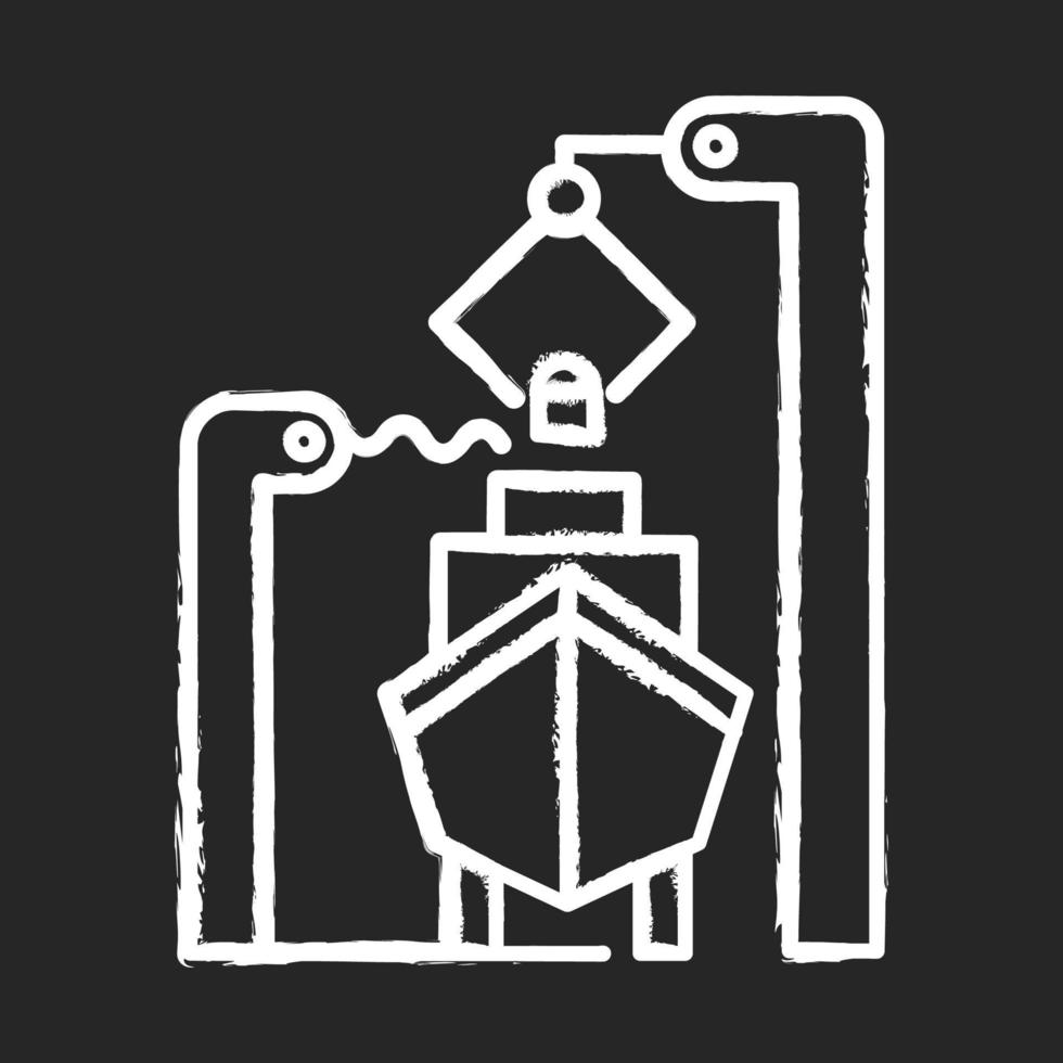 Kreideikone der Schiffbauindustrie. mechanische Wartung des Bootes. Schiffsreparatur und -reparatur. nautischen Fahrzeugbau. professionelle technische Ausrüstung. isolierte vektortafelillustration vektor