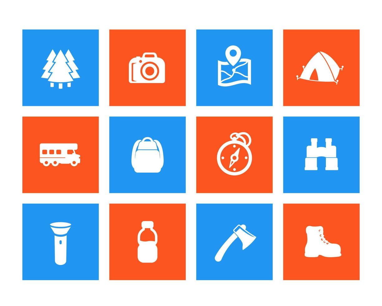 Wandern und Camping Icons Set vektor