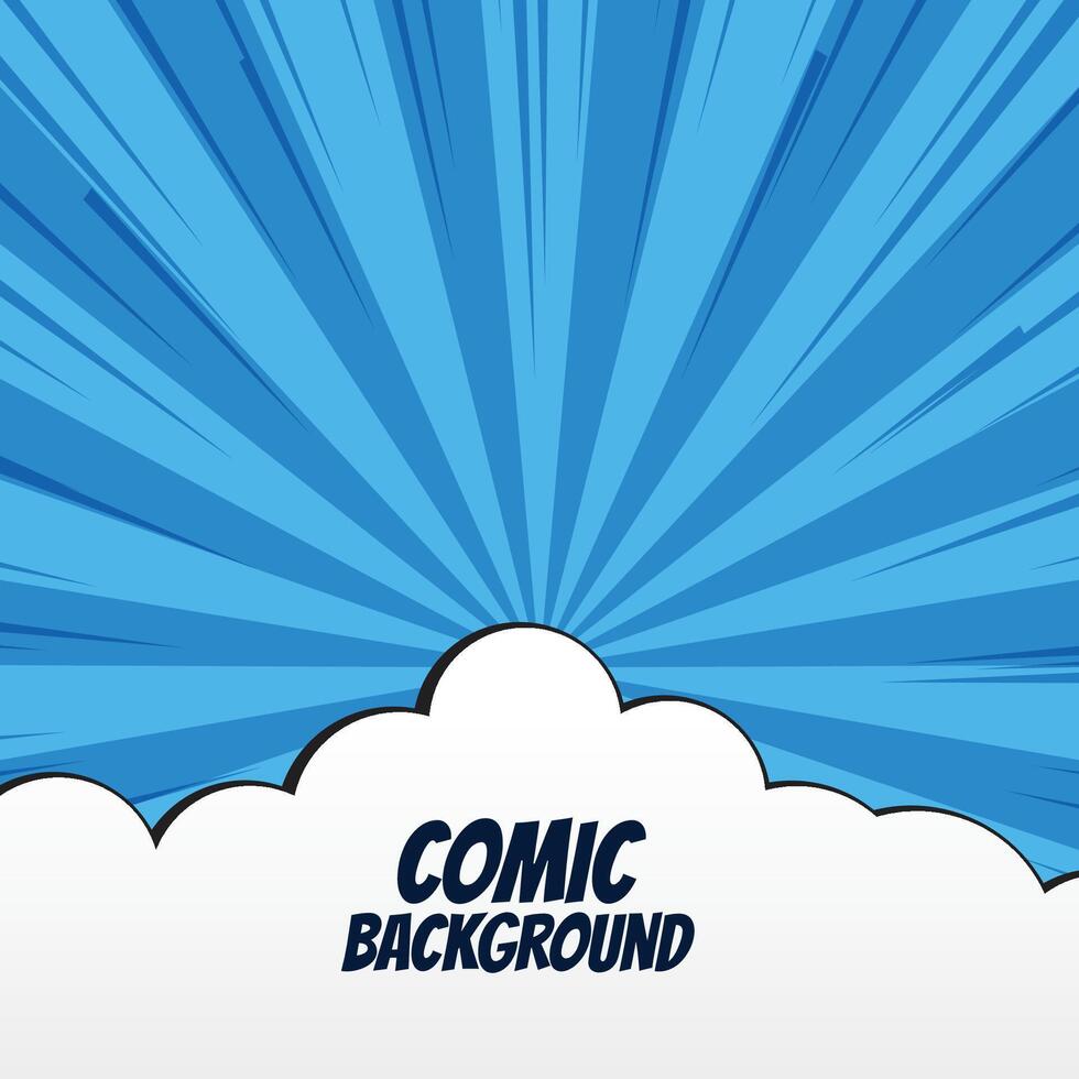 Comic Hintergrund mit Wolken und Strahlen vektor