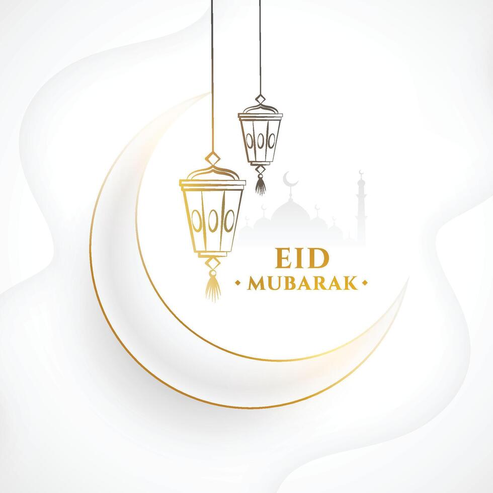 islamisch Festival eid Mubarak Weiß Hintergrund Design vektor