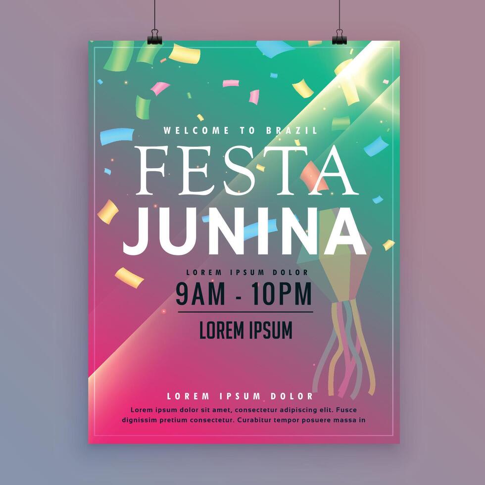 festa junina flygblad mall för brasiliansk festival vektor