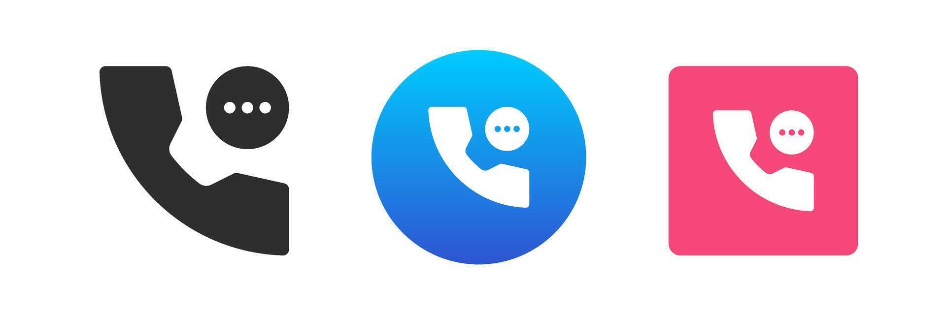 telefon ring upp chatbot Kontakt oss respons kund Stöd telefon telefonlur ikon uppsättning platt vektor