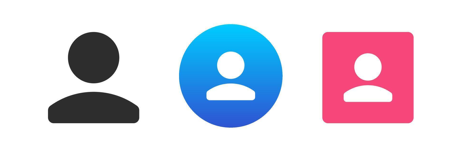 användare medlem Kontakt avatar social nätverk profil personlig information ikon uppsättning platt vektor