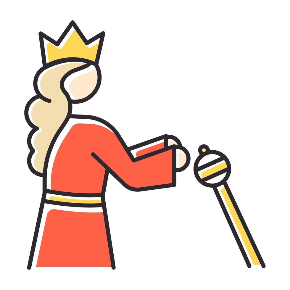 drottning Esther bibelberättelse färgikon. persisk drottning i krona. religiös legend. kristen religion, helig bok scen plot. gamla testamentets bibliska berättelse. isolerade vektor illustration