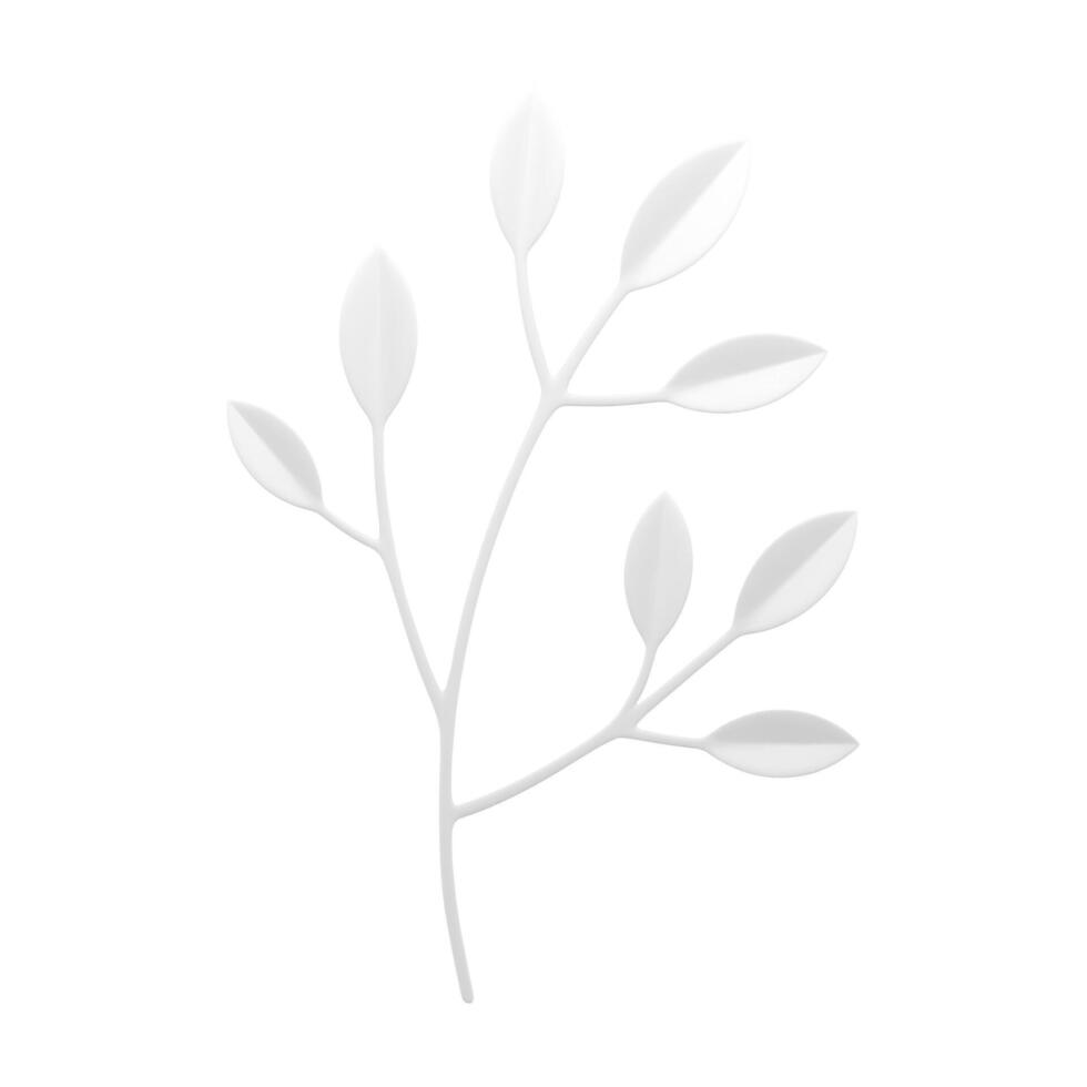 vit träd gren botanisk elegant naturlig växt floristisk sammansättning dekor element 3d ikon vektor