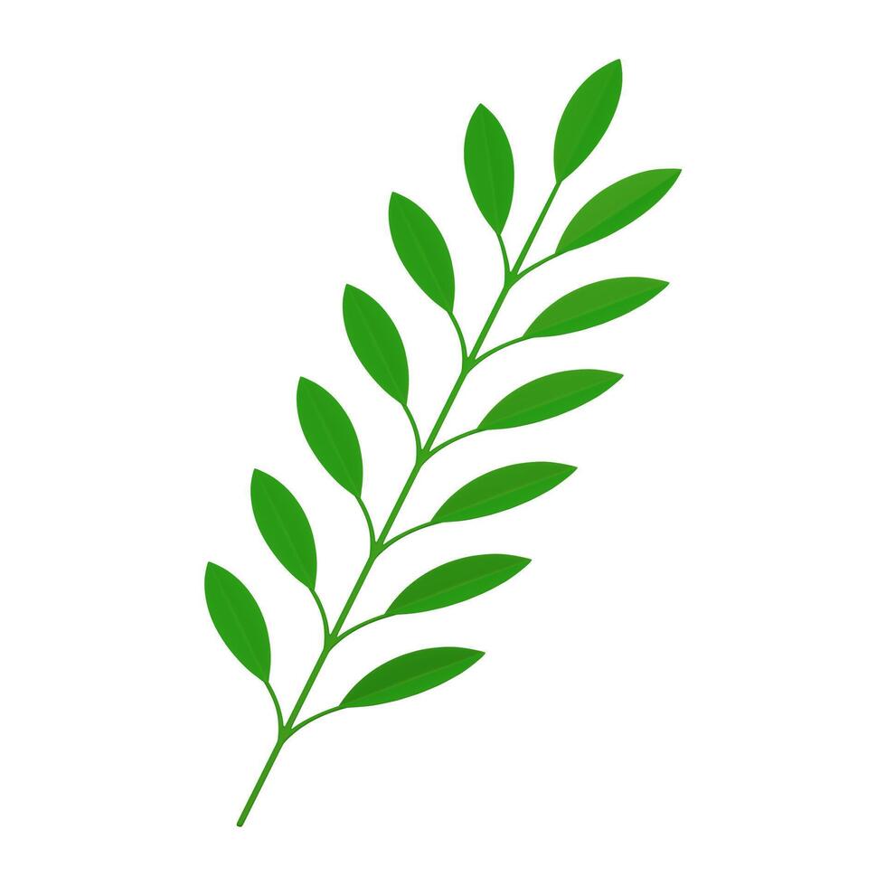 Grün Baum Ast natürlich organisch blühen botanisch Pflanze 3d Symbol realistisch Illustration vektor