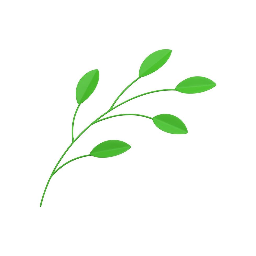 botanisch Grün organisch Baum Ast natürlich Sommer- Frühling bio Pflanze 3d Symbol realistisch vektor