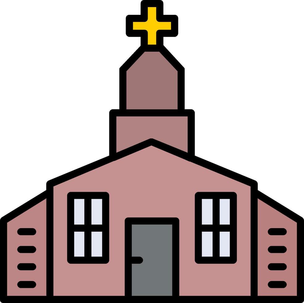 kyrka linje fylld ikon vektor