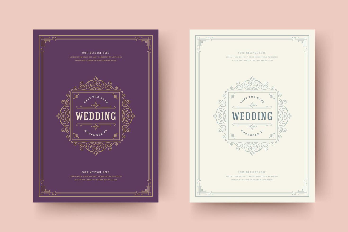 bröllop inbjudan spara de datum kort typografisk elegant mall illustration. vektor