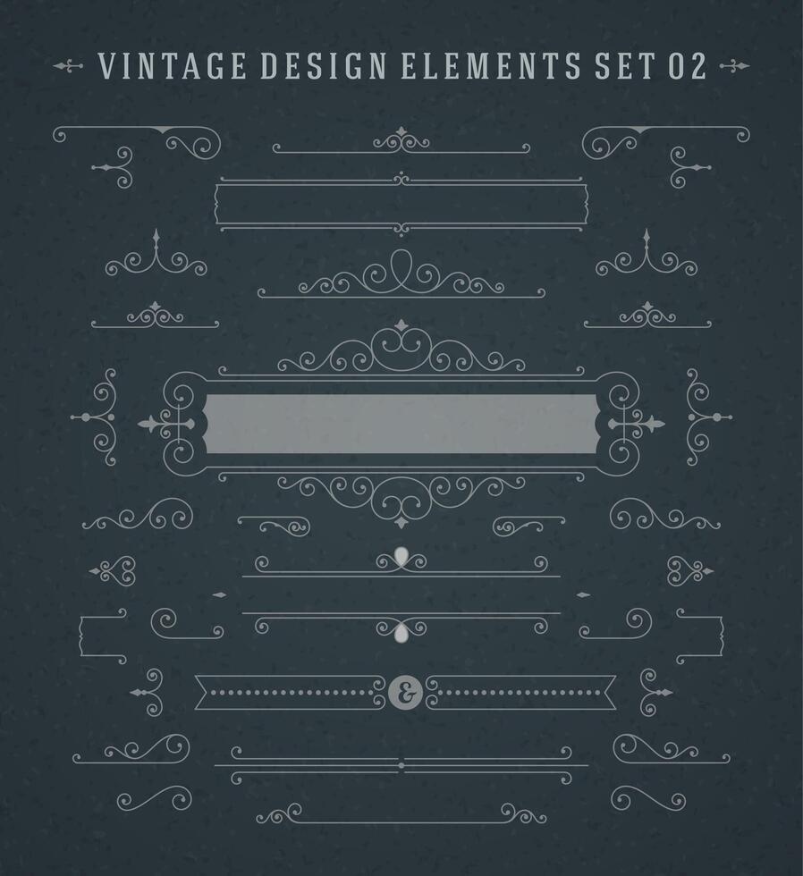 årgång virvlar ornament dekorationer design element vektor
