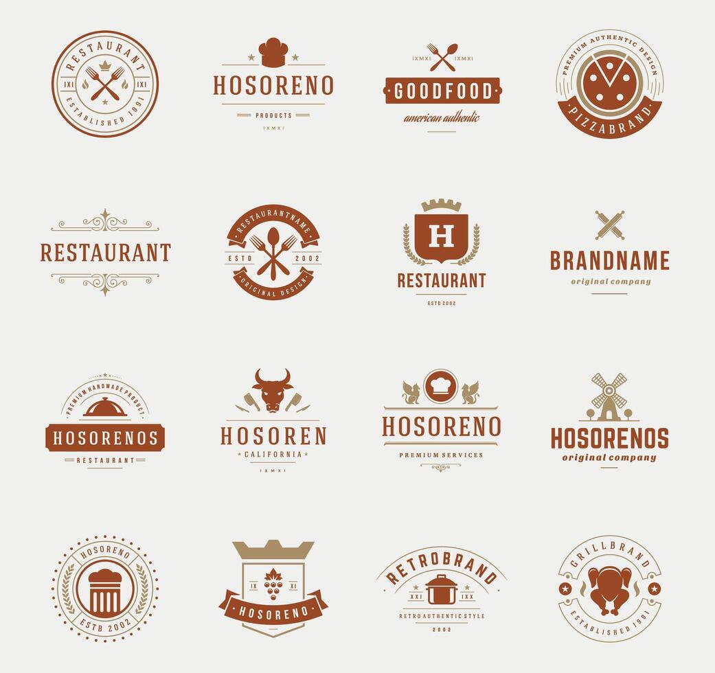 årgång restaurang logotyper design mallar uppsättning. vektor