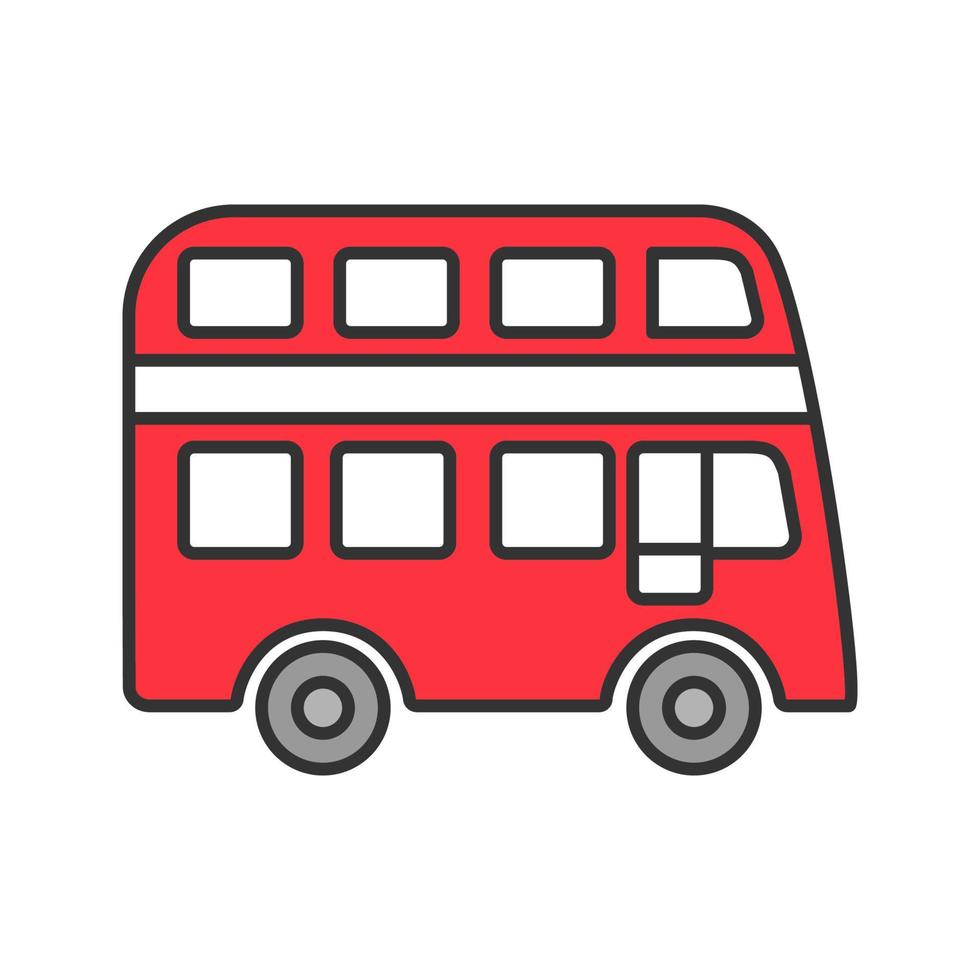 dubbeldäckare buss färgikon. isolerade vektor illustration