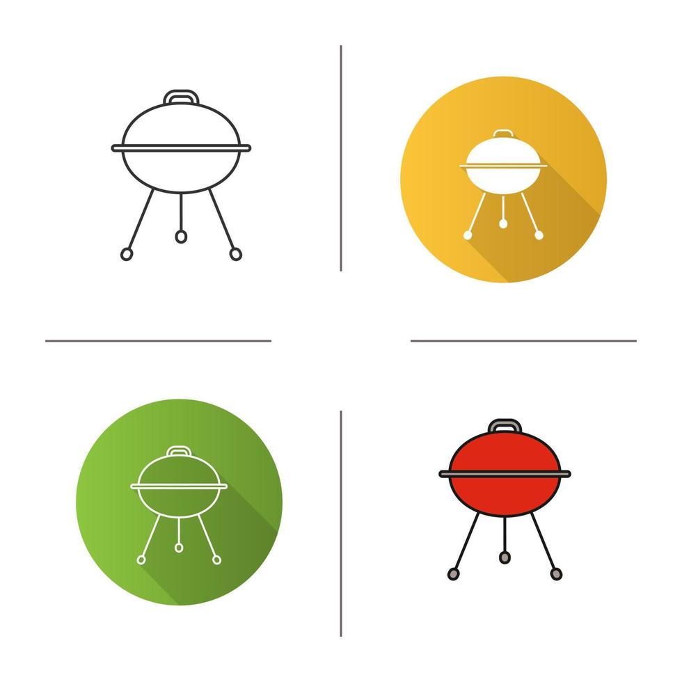 Kugelgrill-Grill-Symbol. flaches Design, lineare und Farbstile. isolierte vektorillustrationen vektor