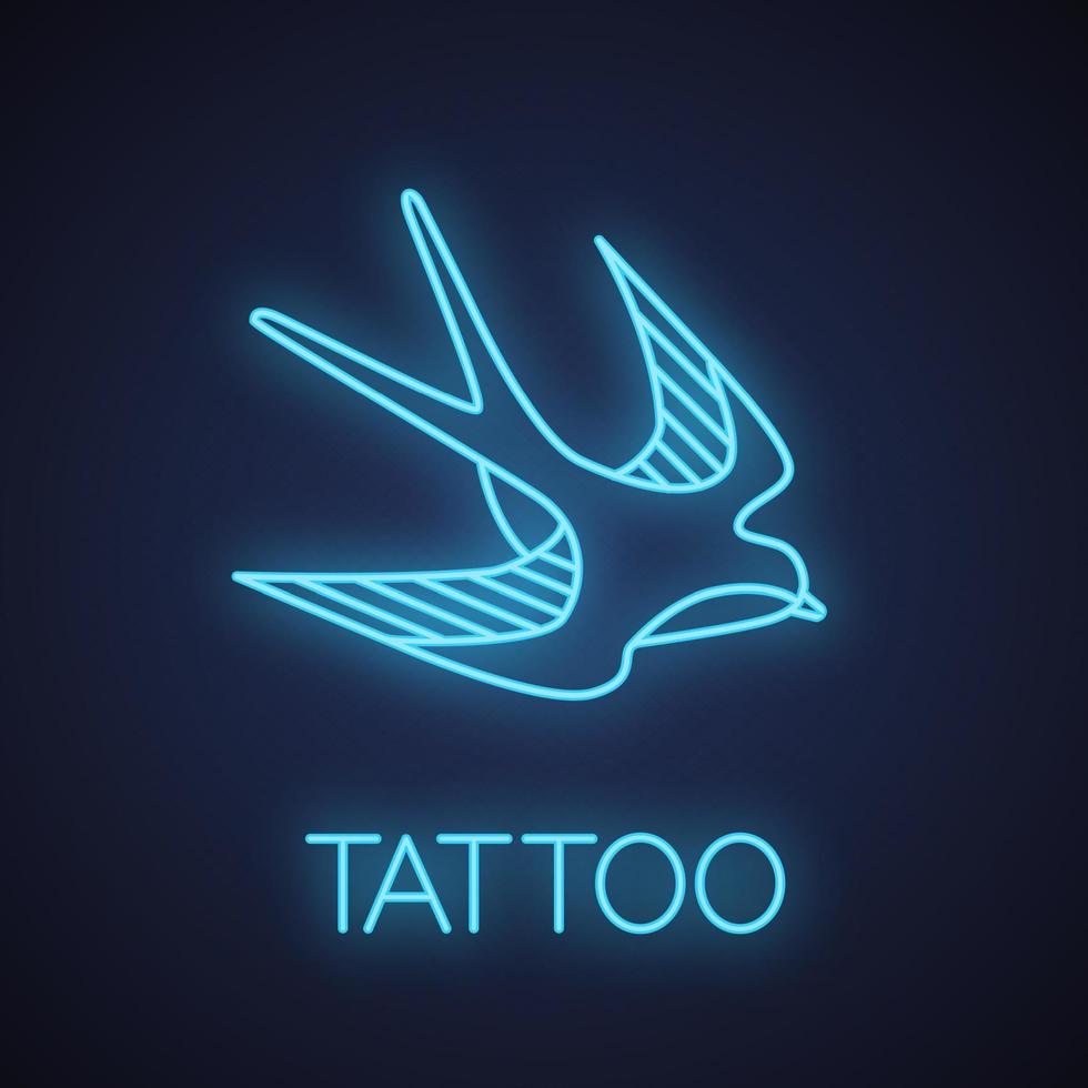 svälja fågel neonljus ikon. sjömans tatuering skiss. glödande tecken. vektor isolerade illustration