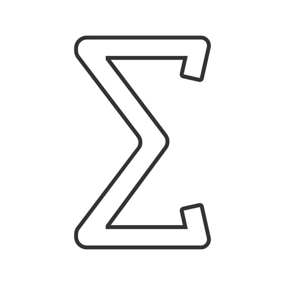 Lineares Summensymbol. dünne Linie Abbildung. Summen- oder Summensymbol für mathematische Konturen. Vektor isolierte Umrisszeichnung