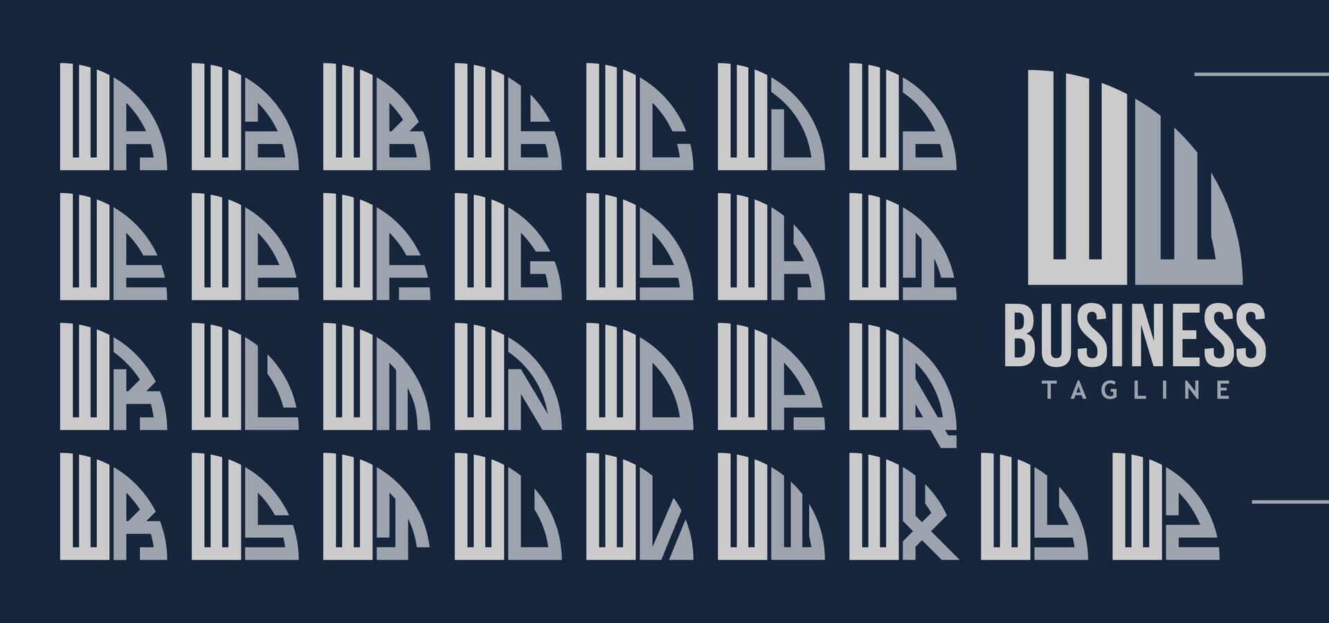 bündeln von abstrakt Quartal Kreis Brief w ww Logo Design vektor