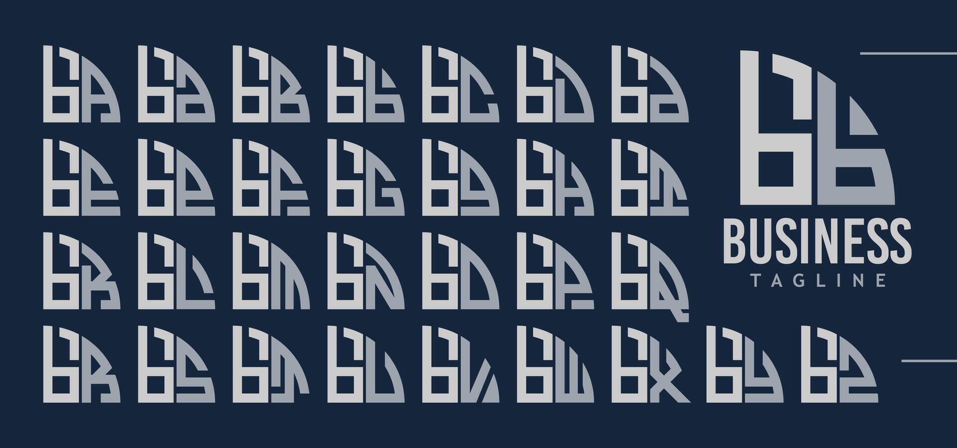 bunt av fjärdedel cirkel små bokstäver brev b bb logotyp design vektor