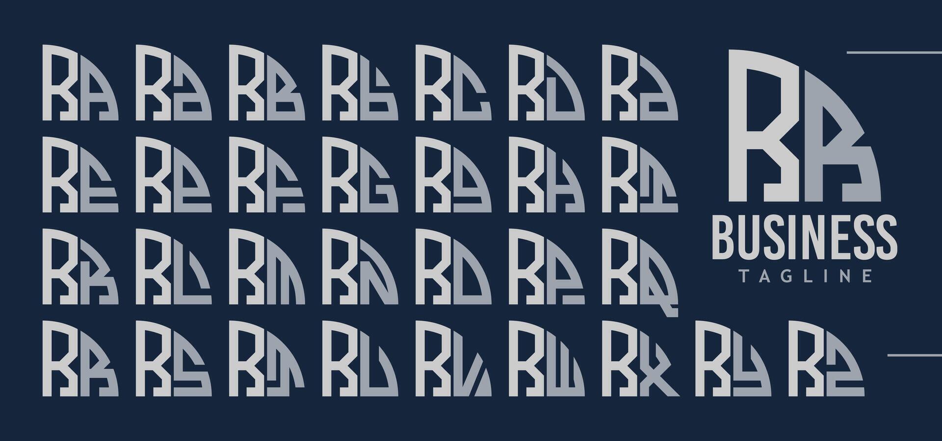 bündeln von abstrakt Quartal Kreis Brief r rr Logo Design vektor