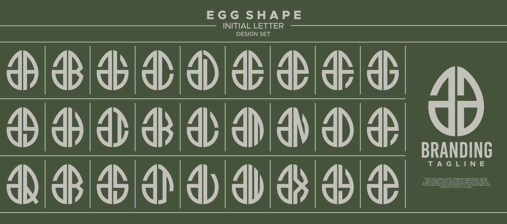 uppsättning av mat ägg form små bokstäver brev en aa logotyp design vektor