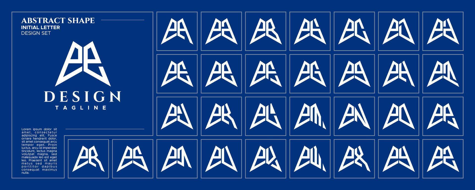 modern abstrakt små bokstäver första brev e ee logotyp design uppsättning vektor