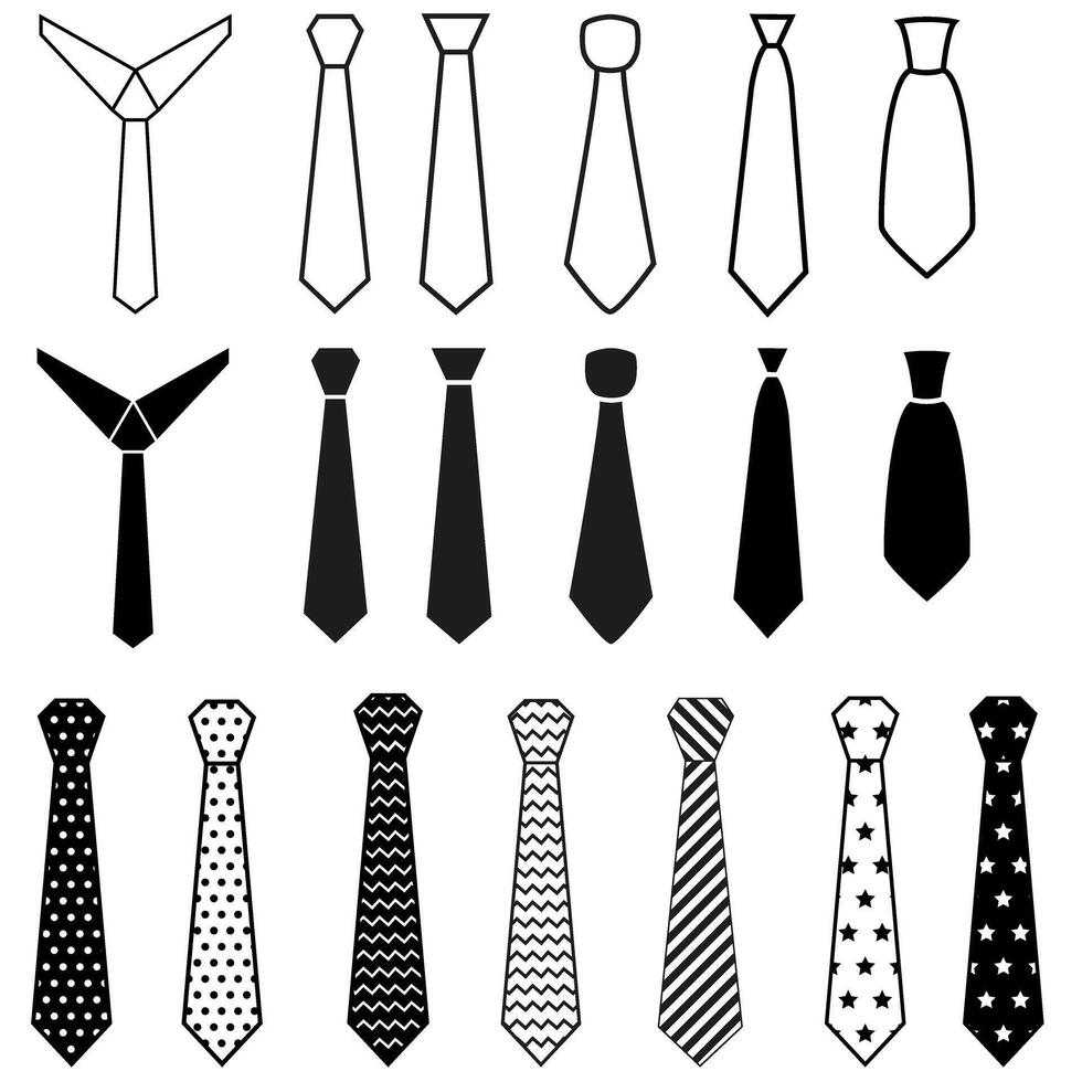 slips ikon uppsättning. slips illustration tecken samling. kravatt symbol eller logotyp. vektor