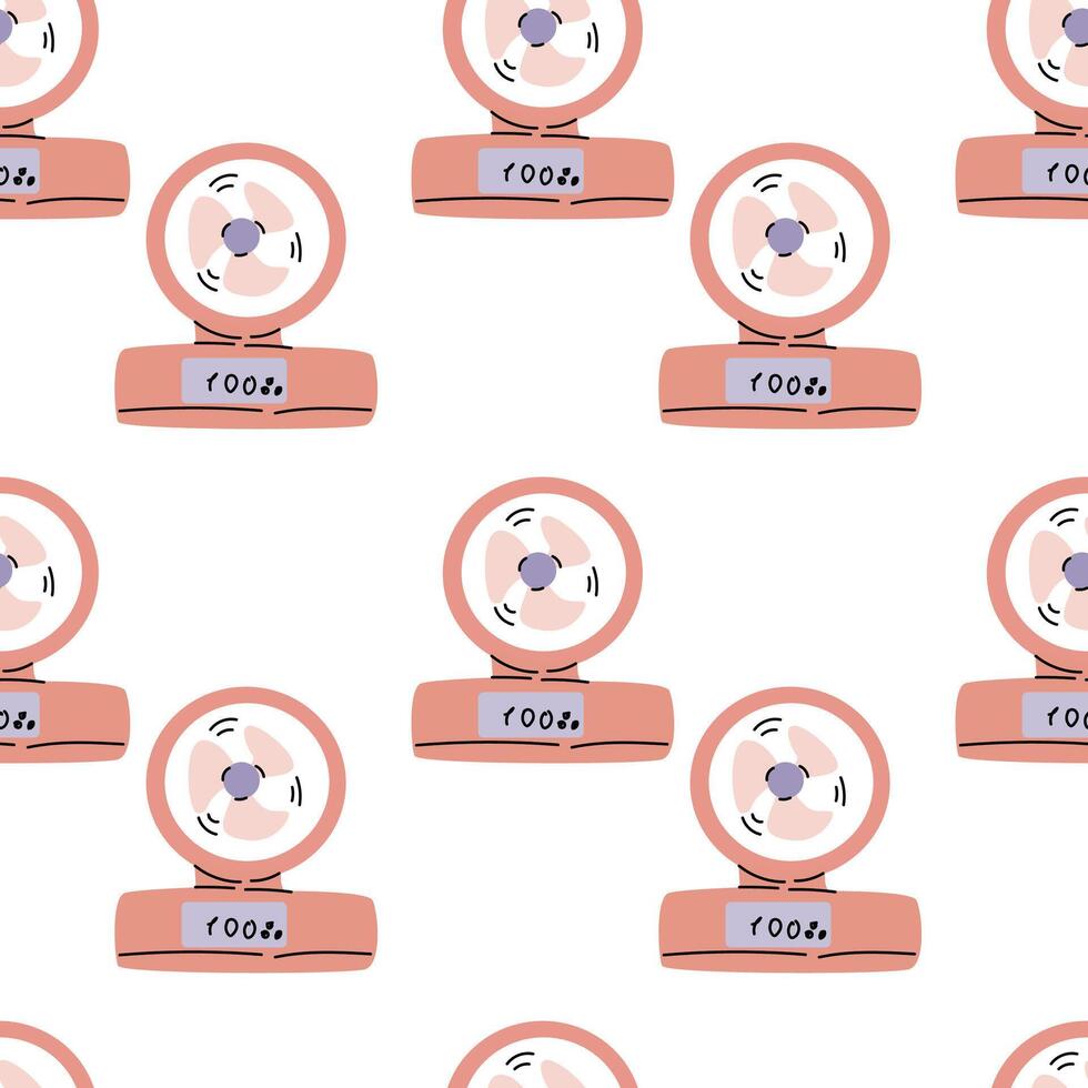nahtlos Muster mit elektrisch Schreibtisch Ventilator oder Hand Ventilator vektor