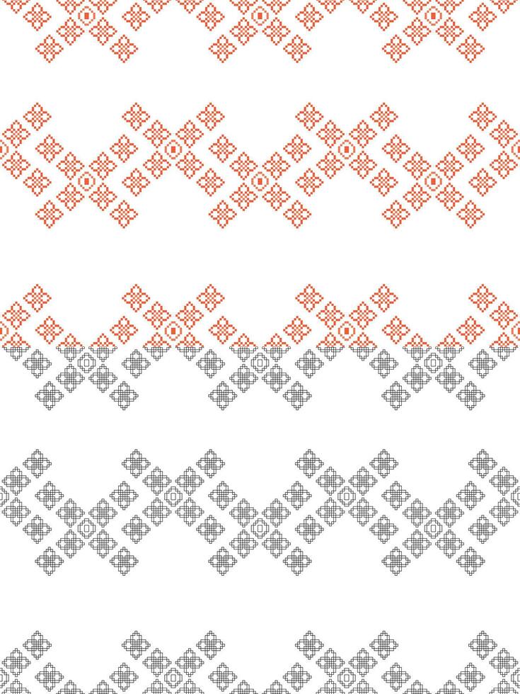 traditionell etnisk motiv ikat geometrisk tyg mönster korsa stitch.ikat broderi etnisk färg måla pixel vit bakgrund. abstrakt, illustration. textur, dekoration, tapeter. vektor