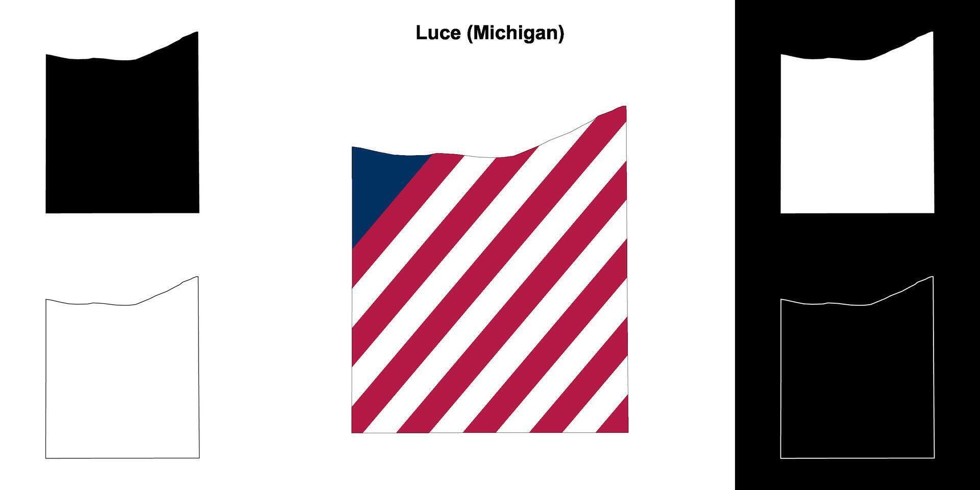luce grevskap, Michigan översikt Karta uppsättning vektor