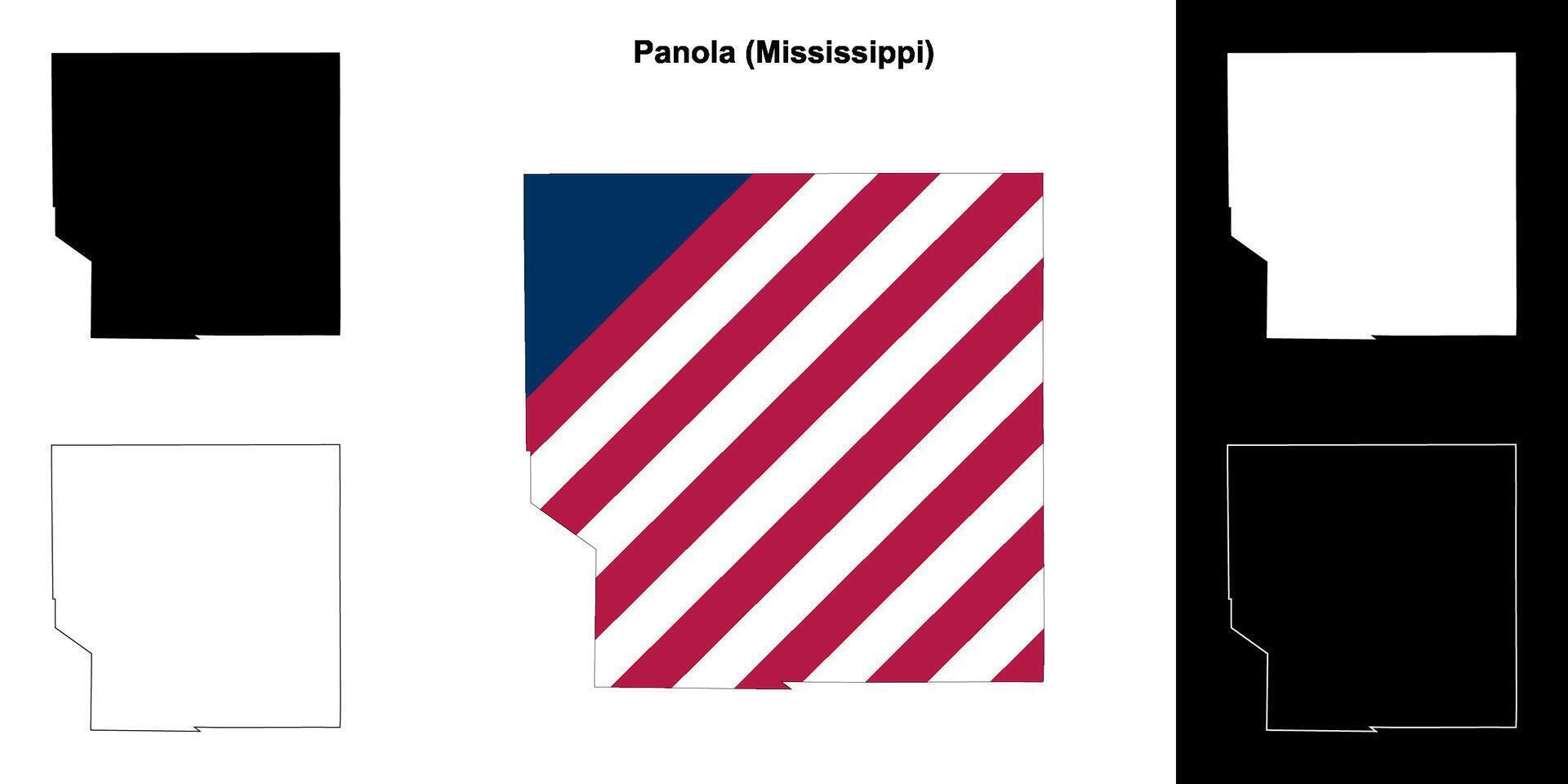 panola Bezirk, Mississippi Gliederung Karte einstellen vektor