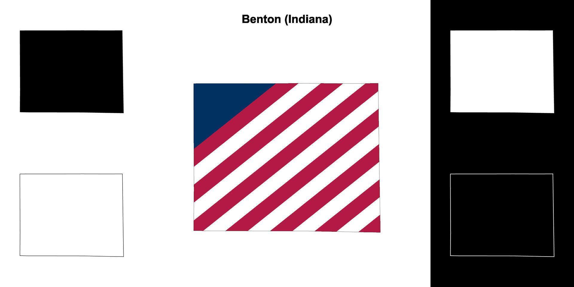 Benton Bezirk, Indiana Gliederung Karte einstellen vektor