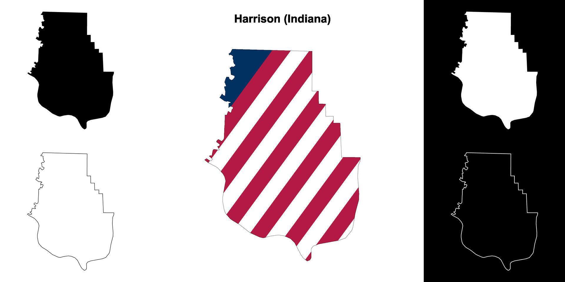 Harrison Bezirk, Indiana Gliederung Karte einstellen vektor