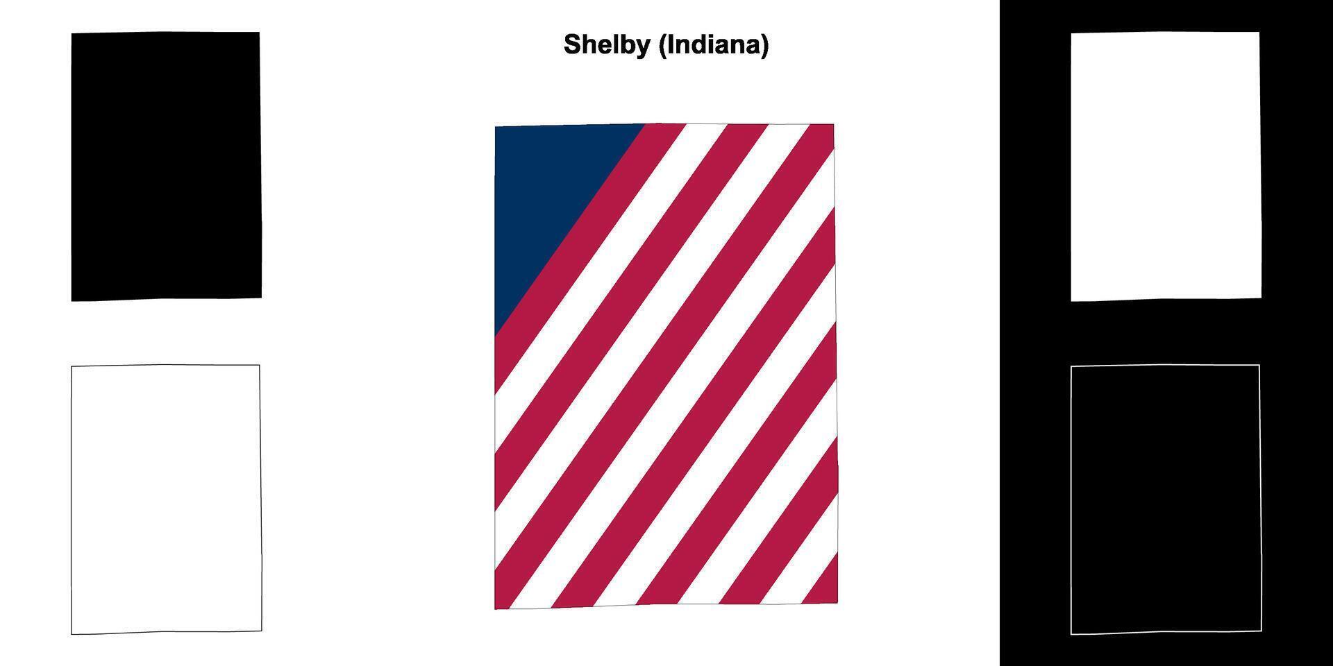 shelby Bezirk, Indiana Gliederung Karte einstellen vektor